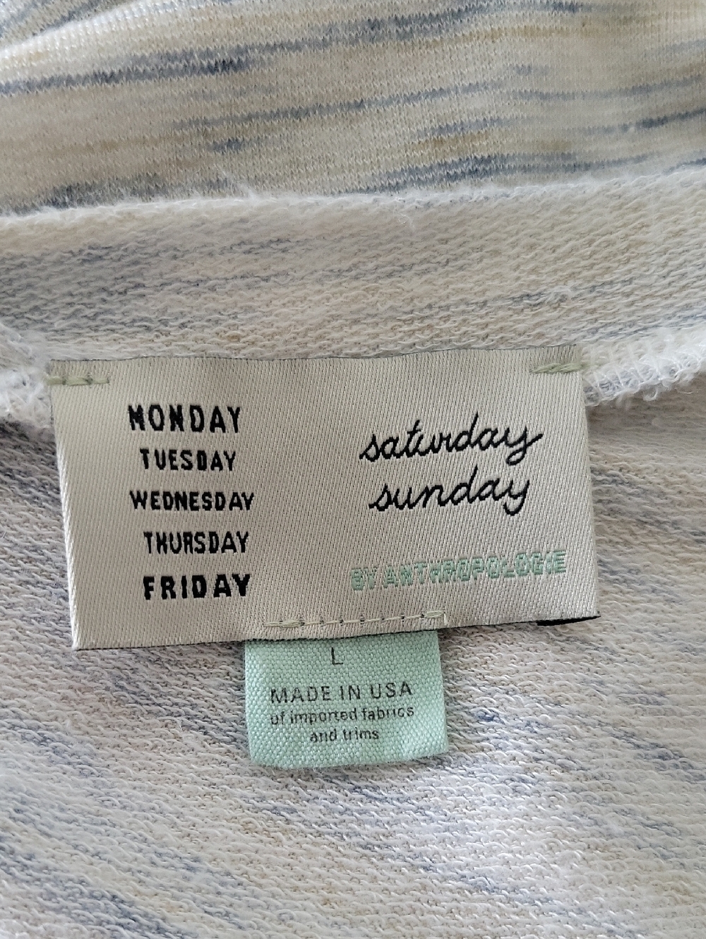 Saturday Sunday Cream Blue Space Dye Vneck Sweater Tunic Size Large - Picture 6 of 8